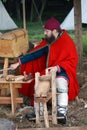 Reenactor man shows his skills