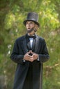 A reenactor portraying President Lincoln