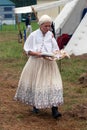 Reenactor woman walking