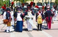 The reenactors dressed as Napoleonic soldiers for celebration the Napoleon birthday who was born in Ajaccio.