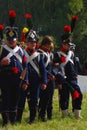 Reenactors dressed as Napoleonic war soldiers at Borodino