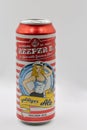 Reeper B Golden Ale can closeup on white Royalty Free Stock Photo