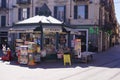 A typical Italian news stand in the city centre of Alessandria, Italy Royalty Free Stock Photo