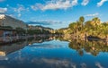 Refection in Nice city square park during summer time