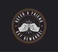 Refer a Friend badge design. Vintage styler round emblem with friends fists. Vector illustration Royalty Free Stock Photo
