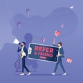 Refer a friend concept .Referral program and social media marketing for friends