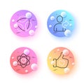 Refer friend, Leaves and Atom minimal line icons. For web application, printing. Vector