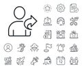 Refer a friend line icon. Share sign. Salaryman, gender equality and alert bell. Vector