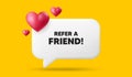 Refer a friend symbol. Referral program sign. 3d speech bubble banner. Vector Royalty Free Stock Photo