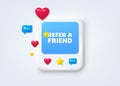 Refer a friend symbol. Referral program sign. Social media post 3d frame. Vector Royalty Free Stock Photo