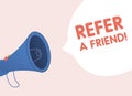 Refer a friend vector illustration Concept. Referral marketing loyalty program, promotion method for landing page Royalty Free Stock Photo