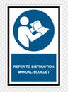 Refer Instruction Manual Booklet Symbol Sign Isolate on transparent Background,Vector Illustration