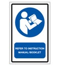 Refer Instruction Manual Booklet Symbol Sign,Vector Illustration, Isolated On White Background Label. EPS10