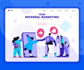 Referal marketing landing page vector template.