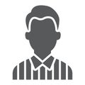 Referee glyph icon, sport and soccer, man sign, vector graphics, a solid pattern on a white background. Royalty Free Stock Photo