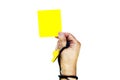 Referee hand(yellow card) Royalty Free Stock Photo
