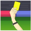 The referee issues a yellow card to a player who commits a foul I vector referee Royalty Free Stock Photo
