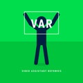 Referee makes the hands of the VAR sign.