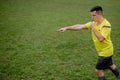 Referee showing on penalty while gaming. Concept of sport, rules violation, controversial issues, obstacles overcoming Royalty Free Stock Photo