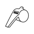 Referee Whistle Outline Flat Icon on White Royalty Free Stock Photo