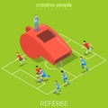 Referee whistle soccer football flat isometric vector 3d Royalty Free Stock Photo