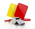 Referee whistle, yellow and red cards