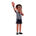 Referees 3D Cartoon Illustration Blow the Whistle