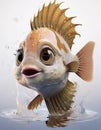Discusfish funny cartoon Royalty Free Stock Photo