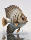 Discusfish funny cartoon Royalty Free Stock Photo