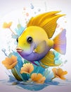 Discusfish funny cartoon Royalty Free Stock Photo