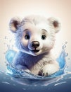 Polarbear in the water cartoon Royalty Free Stock Photo