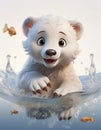 Polarbear in the water cartoon Royalty Free Stock Photo
