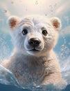 Polarbear in the water cartoon Royalty Free Stock Photo