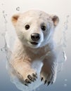 Polarbear in the water cartoon Royalty Free Stock Photo