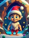 Christmas Neanderthaler child Cartoon Royalty Free Stock Photo
