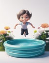 Child by swimmingpool cartoon Royalty Free Stock Photo