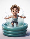Child by swimmingpool cartoon Royalty Free Stock Photo