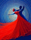 Dance of Colors - A Classic Symphony in Red and Blue Royalty Free Stock Photo