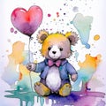 Teddybear heart balloons birthday card cartoon Royalty Free Stock Photo