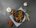 Grilled Chicken and Beer Still Life Royalty Free Stock Photo