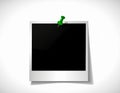 Blank Polaroid Photo with Push Pin Royalty Free Stock Photo