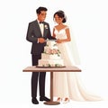Elegant Wedding Cake Cutting Illustration Royalty Free Stock Photo