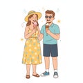 Happy Couple Enjoying Ice Cream on a Sunny Day Royalty Free Stock Photo