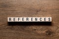 References - word concept on building blocks, text