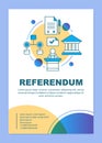 Referendum brochure template layout. Holding election. Citizens ballot. Flyer, booklet, leaflet print design, linear