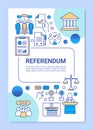 Referendum brochure template layout. Holding presidential elections. Flyer, booklet, leaflet print design, linear