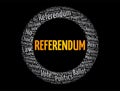 Referendum - direct vote by the electorate on a proposal, law, or political issue, word cloud concept background