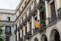 Referendum of independence from Spain. Catalan flag, Senyera hanging from the balcony Royalty Free Stock Photo