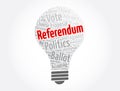 Referendum light bulb word cloud collage, concept background Royalty Free Stock Photo