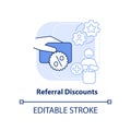 Referral discounts light blue concept icon